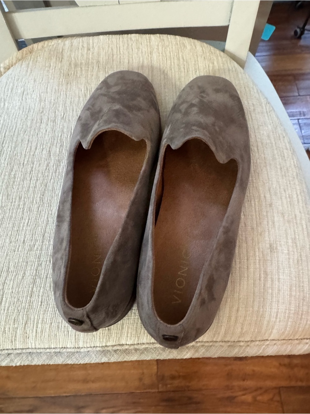 Vionic Taupe Suede Slip-On Loafers